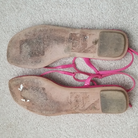 Prada T-Strap Leather Sandals - Pink - Picture 4 of 5